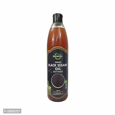 Virgin Black Sesame Oil Cold Pressed, Edible Til Ka Tel, Suitable For Cooking,Dietary,Skin And Hair -500ml