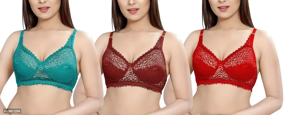 Womens Cotton Low Impact Bra Non Padded Wirefree and High Coverage Pack of 3