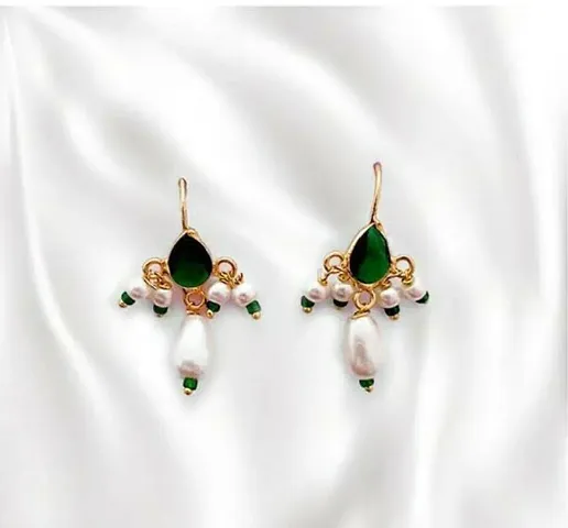 Designer Brass American Diamond Drop Earrings