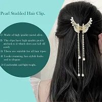 Belicia 1 pcs Metal Butterfly Hair Clips, Large Butterfly Claw Clips, Rhinestone Hair Clips, Encrusted Sparkling Pearls, Non-Slip Strong Fixing Hair Clips for Thick Hair Girls and Women. (Pearls)-thumb3