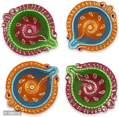 BELICIA ?Diyas Festive Decorations Oil Lamp Diwali Lights Clay Diyas for Diwali?Set of 4