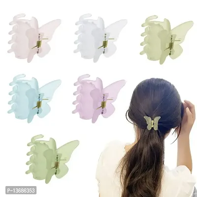 BELICIA 6 PACK Butterfly Hair Claw Clips Matte Butterfly Hair Jaw Clips Hair Clamps Jaw Clips for Thick Hair Hair Accessories for Women and Girls-thumb0