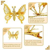 BELICIA 3 Pcs 3D Moving Butterfly Hair Clips for Women Metal Hollow Hair Pins Cute Hair Barrettes Hair Clamps Claw Clips Butterfly Hair Styling Accessories for Girls(Gold)-thumb3