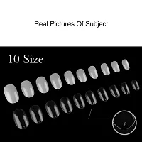 BELICIA Short Oval False Nails 100Pcs 10Sizes Full Cover Acrylic Nail Tips For Art Nail Design (Clear)-thumb3