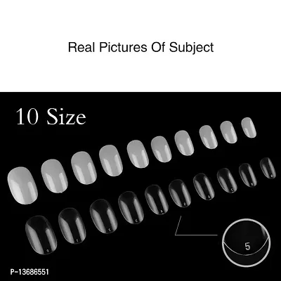 BELICIA Short Oval False Nails 100Pcs 10Sizes Full Cover Acrylic Nail Tips For Art Nail Design (Clear)-thumb4