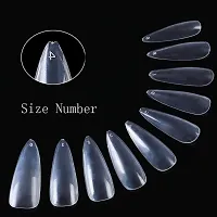 BELICIA Long Stiletto Sharp False Nails Clear Claw Full Cover Artificial Fake Nail Art Tip 100Pcs For Nail Salon,10 Sizes (Clear)-thumb2