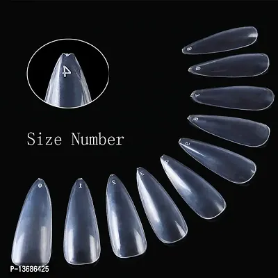 BELICIA Long Stiletto Sharp False Nails Clear Claw Full Cover Artificial Fake Nail Art Tip 100Pcs For Nail Salon,10 Sizes (Clear)-thumb3