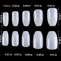 Belicia 100Pcs Short Fake Nails Acrylic False Nail Tips Full Cover Artificial Ballerina Nail With Box(Coffin-Natural)-thumb3