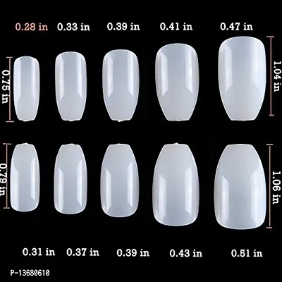 Belicia 100Pcs Short Fake Nails Acrylic False Nail Tips Full Cover Artificial Ballerina Nail With Box(Coffin-Natural)-thumb4