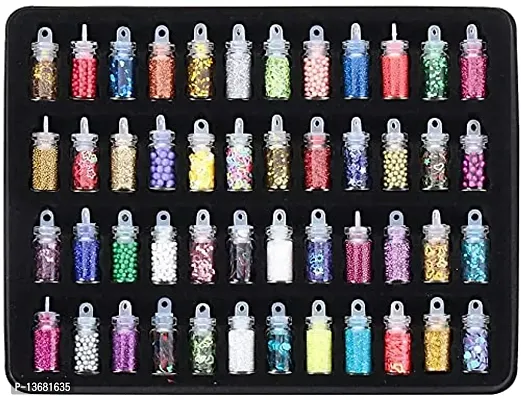 Belicia 48 Bottles/Box DIY Nail Resin Glitter Sequins Crystal UV Epoxy Jewelry Making Mold Filler 3D Nail Art Tips Decoration(Multicolors)