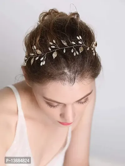 BELICIA Wedding Bridal Vintage Leaf Headband Headpiece Tiara Bride Hair Accessories (gold)-thumb5