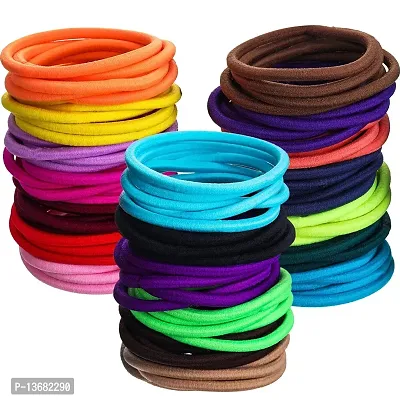 BELICIA 100 Packs 4 mm Thickness Hair Elastics Hair Ties Hair Bands Bulk Ponytail Holders (Multi-color)