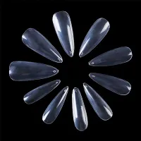 BELICIA Long Stiletto Sharp False Nails Clear Claw Full Cover Artificial Fake Nail Art Tip 100Pcs For Nail Salon,10 Sizes (Clear)-thumb4