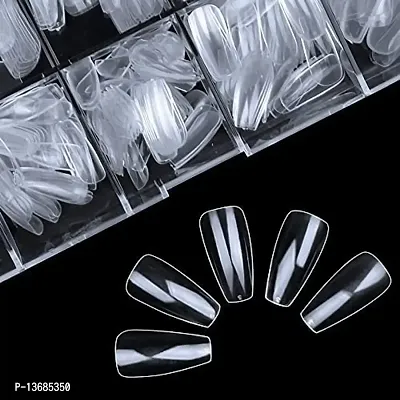 Clear Coffin Acrylic Nails 100pcs Full Cover Ballerina Nails Tips Ballet Shaped Artificial False Nails 10 Sizes