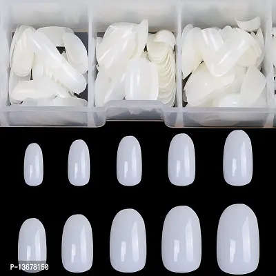 Fake Nails Oval Nails False Round Nails Full Cover Artificial Press On Nails Natural 100pcs 10 Sizes With Box