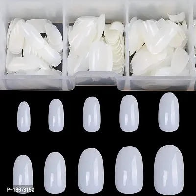 Fake Nails Oval Nails False Round Nails Full Cover Artificial Press On Nails Natural 100pcs 10 Sizes With Box-thumb0