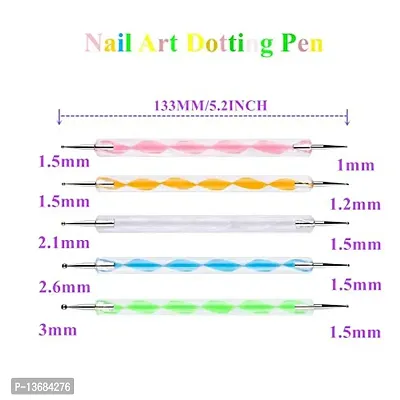 Belicia 5 pc 2 Way Dotting Pen Tool Nail Art Tip Dot Paint Manicure kit (5PC)-thumb2