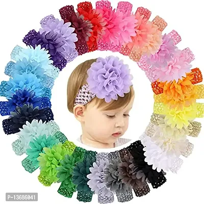 Belicia 6 Colors Baby Girls Headbands 4 Chiffon Flower Soft Stretchy Hair Band Hair Accessories for Baby Girls Toddler Infants Newborns