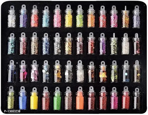 Belicia 48 Bottles/Box DIY Nail Glitter Sequins Crystal UV Epoxy Jewelry Making Mold Filler 3D Nail Art Tips Decoration(Multicolors)