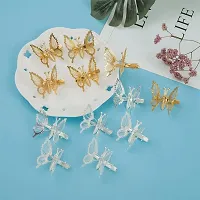 BELICIA 3 Pcs 3D Moving Butterfly Hair Clips for Women Metal Hollow Hair Pins Cute Hair Barrettes Hair Clamps Claw Clips Butterfly Hair Styling Accessories for Girls(Gold)-thumb2