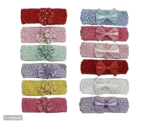 BELICIA Girl's Rubber Fancy Born Baby Cute Hairbands (Colour May Vary) - Set of 12 Pieces-thumb0