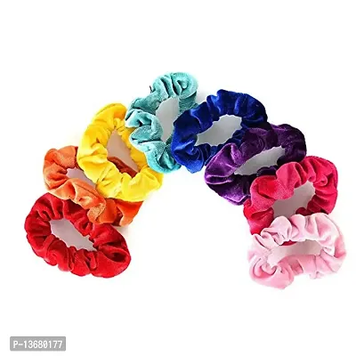 Belicia Pack of 8 Hair Elastic Soft Scrunchy Bobbles- Elegant Hair Bands Hipster Hair Ties- No Damage or Bumps- For Updos, Donut Bun, and Pony Tail Holder (Vibrant Color Rainbow)-thumb3