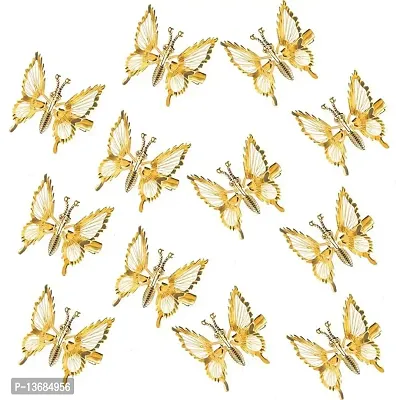 BELICIA 3 Pcs 3D Moving Butterfly Hair Clips for Women Metal Hollow Hair Pins Cute Hair Barrettes Hair Clamps Claw Clips Butterfly Hair Styling Accessories for Girls(Gold)