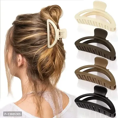 BELICIA 4Pcs Neutral Claw Clips Hair Clips for Thin Hair Neutral Color Medium Hair Clips Matte Hair Claw Clips for Thin Hair Semicircle Cute Hair Clips