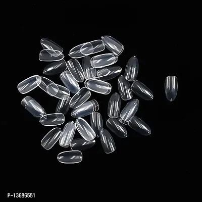 BELICIA Short Oval False Nails 100Pcs 10Sizes Full Cover Acrylic Nail Tips For Art Nail Design (Clear)-thumb2