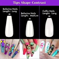 Natural Coffin Fake Nails - 100pcs Ballerina Acrylic Nails Full Cover Ballet Shape Artificial False Nail Tips 10 Sizes-thumb3