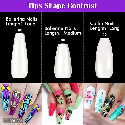 Natural Coffin Fake Nails - 100pcs Ballerina Acrylic Nails Full Cover Ballet Shape Artificial False Nail Tips 10 Sizes-thumb4