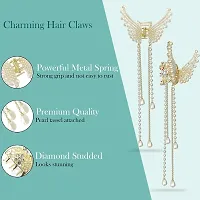 Belicia 1 pcs Metal Butterfly Hair Clips, Large Butterfly Claw Clips, Rhinestone Hair Clips, Encrusted Sparkling Pearls, Non-Slip Strong Fixing Hair Clips for Thick Hair Girls and Women. (Pearls)-thumb2