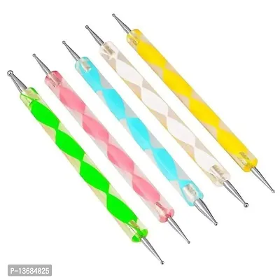 Belicia 5 Pieces 2 Way Dotting Pen Tool Nail Art Tip Dot Paint Manicure Kit, Multicolor-thumb0