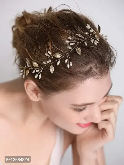 BELICIA Wedding Bridal Vintage Leaf Headband Headpiece Tiara Bride Hair Accessories (gold)-thumb0