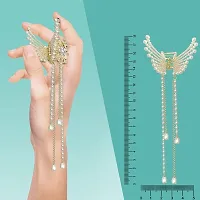 Belicia 1 pcs Metal Butterfly Hair Clips, Large Butterfly Claw Clips, Rhinestone Hair Clips, Encrusted Sparkling Pearls, Non-Slip Strong Fixing Hair Clips for Thick Hair Girls and Women. (Pearls)-thumb1