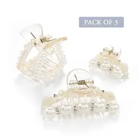 BELICIA ?Pearl Hair Clips White Hair Claw Clamps Crystal Hair Claw Clip Non Slip Clips Styling Hair Accessories for Women and Girls (Pack of 3)-thumb1