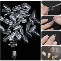 BELICIA Short Oval False Nails 100Pcs 10Sizes Full Cover Acrylic Nail Tips For Art Nail Design (Clear)-thumb4