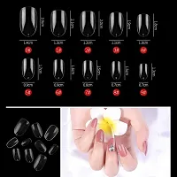 BELICIA Short Oval False Nails 100Pcs 10Sizes Full Cover Acrylic Nail Tips For Art Nail Design (Clear)-thumb2