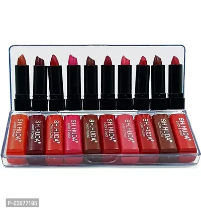 Professional Beauty Color Sensational Pocket Mini Lipsticks Set - 10Pcs Long Lasting, Waterproof Matte Finish Lipstick Combo.-thumb0