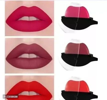 Apple Shade Lazy Quick Matte Lipstick Long Lasting Wear Non-stick Cup Not Fade Waterproof Lip Loss, Velvet Matte Lipstick Pack Of 1 ( Red+Maroon+Pink)-thumb0