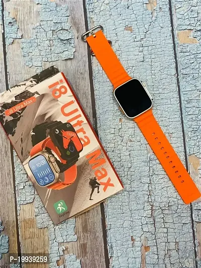 I8 Ultra Latest Bluetooth Calling Series 8 AMOLED High Resolution with All Sports Features  Health Tracker,Wireless Charging Battery, Bluetooth Unisex Smart Watch Ultra I-8 Orange-thumb0