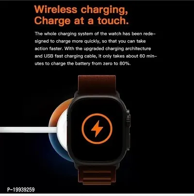 I8 Ultra Latest Bluetooth Calling Series 8 AMOLED High Resolution with All Sports Features  Health Tracker,Wireless Charging Battery, Bluetooth Unisex Smart Watch Ultra I-8 Orange-thumb2
