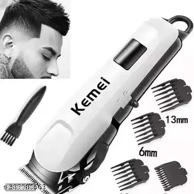 Kemei KM-809A Professional Rechargeable and Cordless Hair Clipper Trimmer 120 min Runtime 4 Length Settings  (White)-thumb0