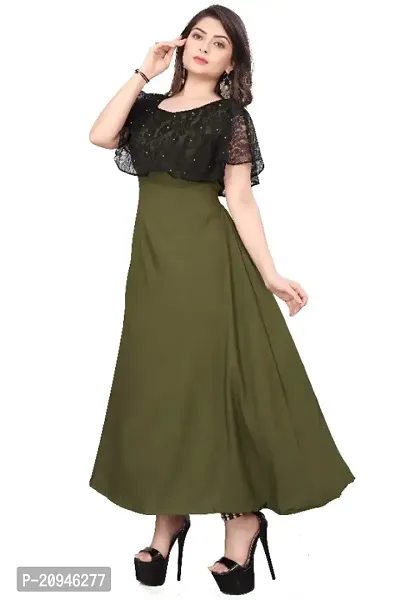 Classic Crepe Solid Gowns for Women-thumb0