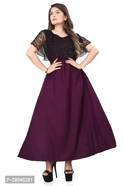 Classic Crepe Solid Gowns for Women