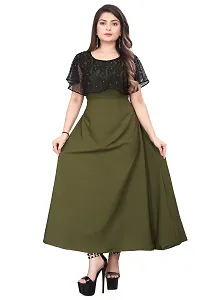 Classic Crepe Solid Gowns for Women-thumb1