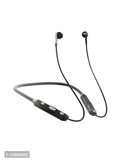 Neckband Wireless With Mic Headphones (Black-Grey)