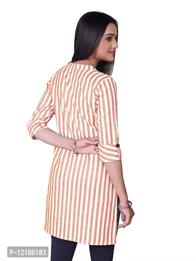 ZAGIRA Women's Straight Solid High Low Cotton Single Kurti-thumb3