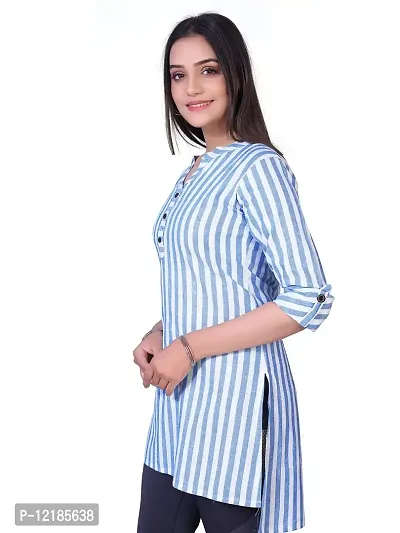 ZAGIRA Women's Straight Solid High Low Cotton Single Kurti-thumb0