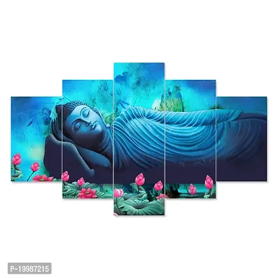 AVI INTERNATIONAL Set of Five Framed Wall Painting for Home Decoration , Paintings for Living room , Bedroom , Big Size 3D Scenery ( 75 X 43 CM)